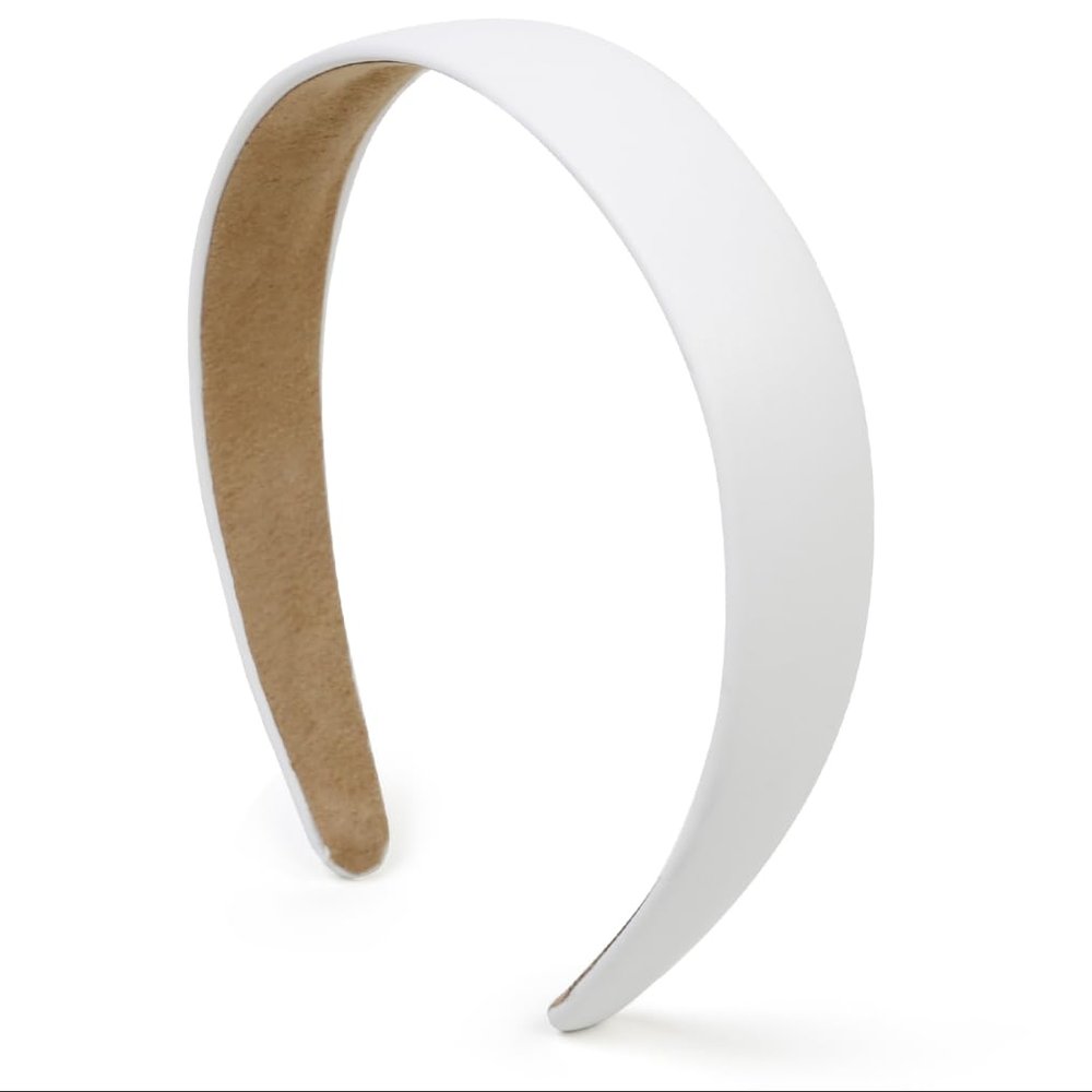 Huachi White Headbands for Women White Hairband Faux Leather Headband for Women and Girls Plastic Hard Head Band Solid Colors 1 Inch Thin Hair Bands