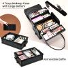 Costravio 5 in 1 Rolling Makeup Case Transformable Train Case, Black Vegan Leather Cosmetology Case on Wheels, Travel Cosmetic Storage Cases for for Hairstylist Artist Nail Beauty Salon Barber view 3