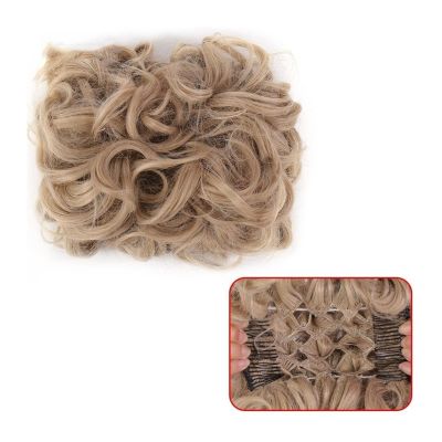 CLoxks Bun Hair Piece Clip in Ponytail Curly Chignon Hairpiece for Wedding Women Messy Bun Hair piece Synthetic Messy Hair Bun Ponyail Extension Updo Combs Bun Extension (Color : 0010)