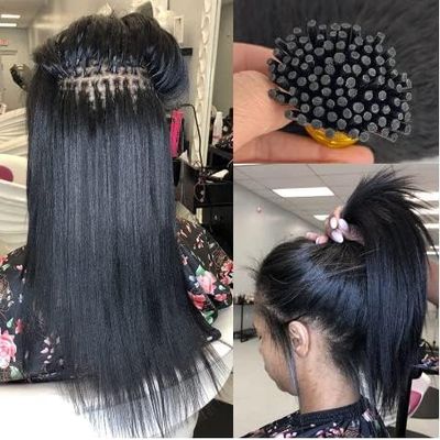 YiXing Light Yaki Remy Brazilian 100% Human Hair I Tip Hair Extensions Human Hair Yaki Straight I Tip Hair Extensions 200 strands 140g Remy Brazilian Microlinks Human Hair Natural Color 10inch