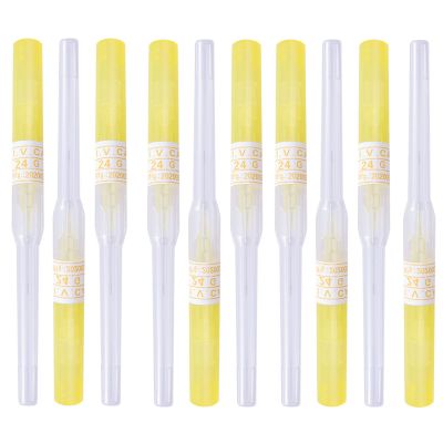100pcs Catheter Piercing Needles, Body Piercing Needle IV Catheter Needles 20G Disposable Sterile Ear Nose Piercing Needle Stainless Steel Hollow Needles for Lip Tongue Belly Navel (24G/0.5mm)