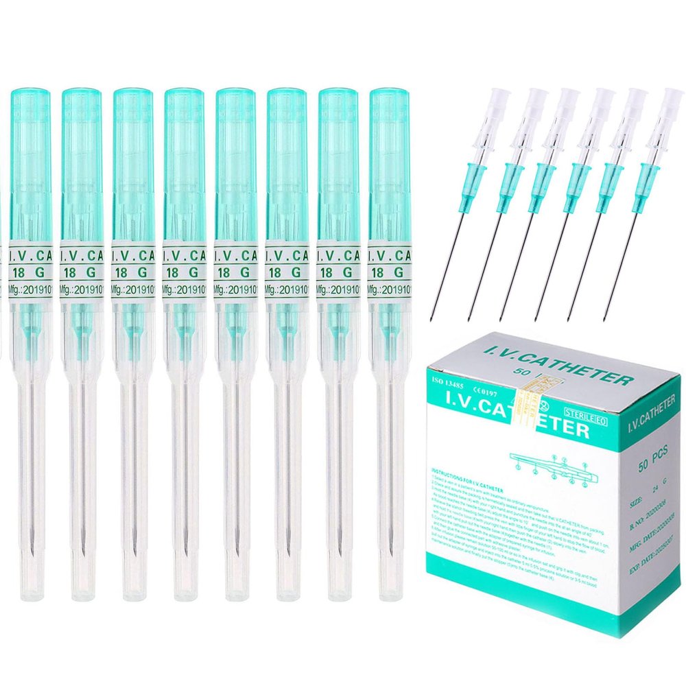 100pcs 18G Disposable Sterile Catheter Piercing Needles - Stainless Steel Hollow Needles for Ear, Nose, Lip, Tongue, Belly, Navel