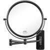 Wall Mounted Makeup Mirror - 1X/10X Magnifying Mirror for Wall, 8 Inch Double Sided 360 Swivel Extendable Bathroom Mirror for Shaving, Black view 1