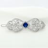 14K Gold Crystal Barrette, Flower Headpiece and Bow Hairclip, Sparkle in Style with Bling Hair Accessories Gift for Her (Blue) view 3
