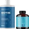 Sulfate Free Biotin Shampoo and Hair Growth Serum Bundle - Vegan Thickening Shampoo and Serum with Castor and Rosemary Oils for Dry, Damaged Hair view 1