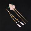 2PCS Pink Flower Tassel Hairpin Flower Pearl Headwear Vintage Hair Pins Hair Sticks Hanfu Handmade Crafts Set view 2