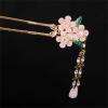 2PCS Pink Flower Tassel Hairpin Flower Pearl Headwear Vintage Hair Pins Hair Sticks Hanfu Handmade Crafts Set view 3