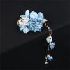 2PCS Blue Rose Tassel Hairpin Flower Pearl Headwear Vintage Hair Pins Hair Sticks Hanfu Handmade Crafts Set view 2