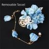 2PCS Blue Rose Tassel Hairpin Flower Pearl Headwear Vintage Hair Pins Hair Sticks Hanfu Handmade Crafts Set view 3