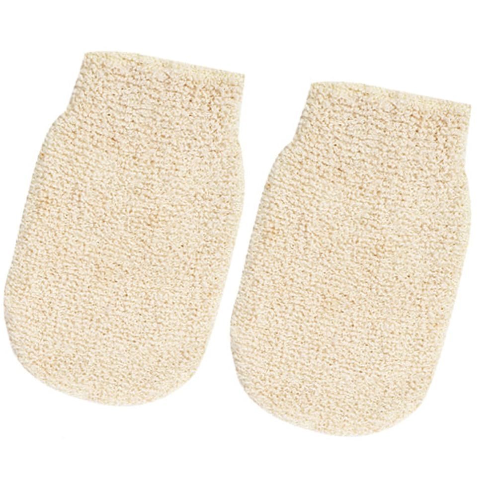2Pcs Exfoliating Jute Bath Gloves Shower Mitt Shower Scrubbers Glove Bathing Accessories for Women and Men Remove Dead Skin Body Washing Supplies, Beige
