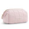 BAGSMART Makeup Bag Travel Toiletry Bag, Puffy Padded Make Up Bags for Women Makeup Organizer Case, Wide-open Pouch Purse Travel Essentials Toiletries Accessories Brushes, Pink view 1