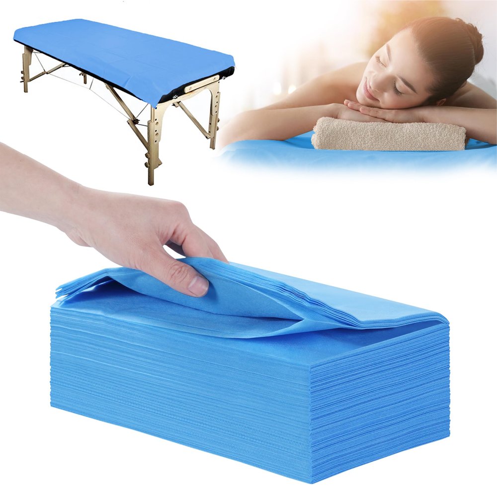31" x 71" Disposable Bed Sheets for Massage Table Waterproof Massage Table Sheet Soft Non Woven Fabric SPA Bed Cover Breathable for Massage Beauty Tattoos 50PCS (Blue)