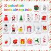 20-Pack Bath Balls with Surprises, Twenty Christmas Toys Inside, Natural Handmade Bubble Ball Set view 3