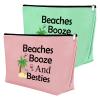 2Pcs Beach Gifts for Women Makeup Bag Beach Lover Gifts Funny Vacation Gift Cosmetic Bag Beach Themed Gift for Girl Bestie Birthday Christmas Graduation Gift for Beach Lover Travel Pouch (Green,Pink) view 1