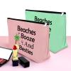 2Pcs Beach Gifts for Women Makeup Bag Beach Lover Gifts Funny Vacation Gift Cosmetic Bag Beach Themed Gift for Girl Bestie Birthday Christmas Graduation Gift for Beach Lover Travel Pouch (Green,Pink) view 3