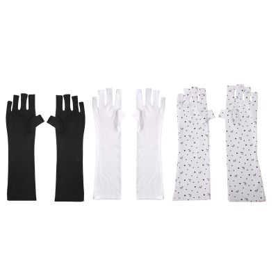 colorski Anti UV Gloves for Gel Nail Lamp, UPF50+ Protection Gloves for Manicures, UV Sun Protection Gloves for Women3 Pack
