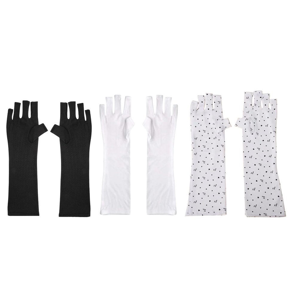 colorski Anti UV Gloves for Gel Nail Lamp, UPF50+ Protection Gloves for Manicures, UV Sun Protection Gloves for Women3 Pack