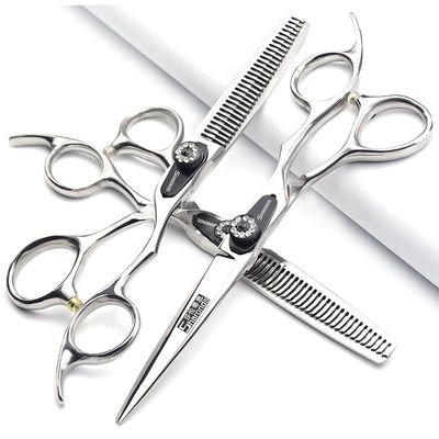 5.5/6-inch professional hair clipper set with sharp scissors, easy to trim, suitable for barbers, hair salons, and more. (6 inch-3pc-A)