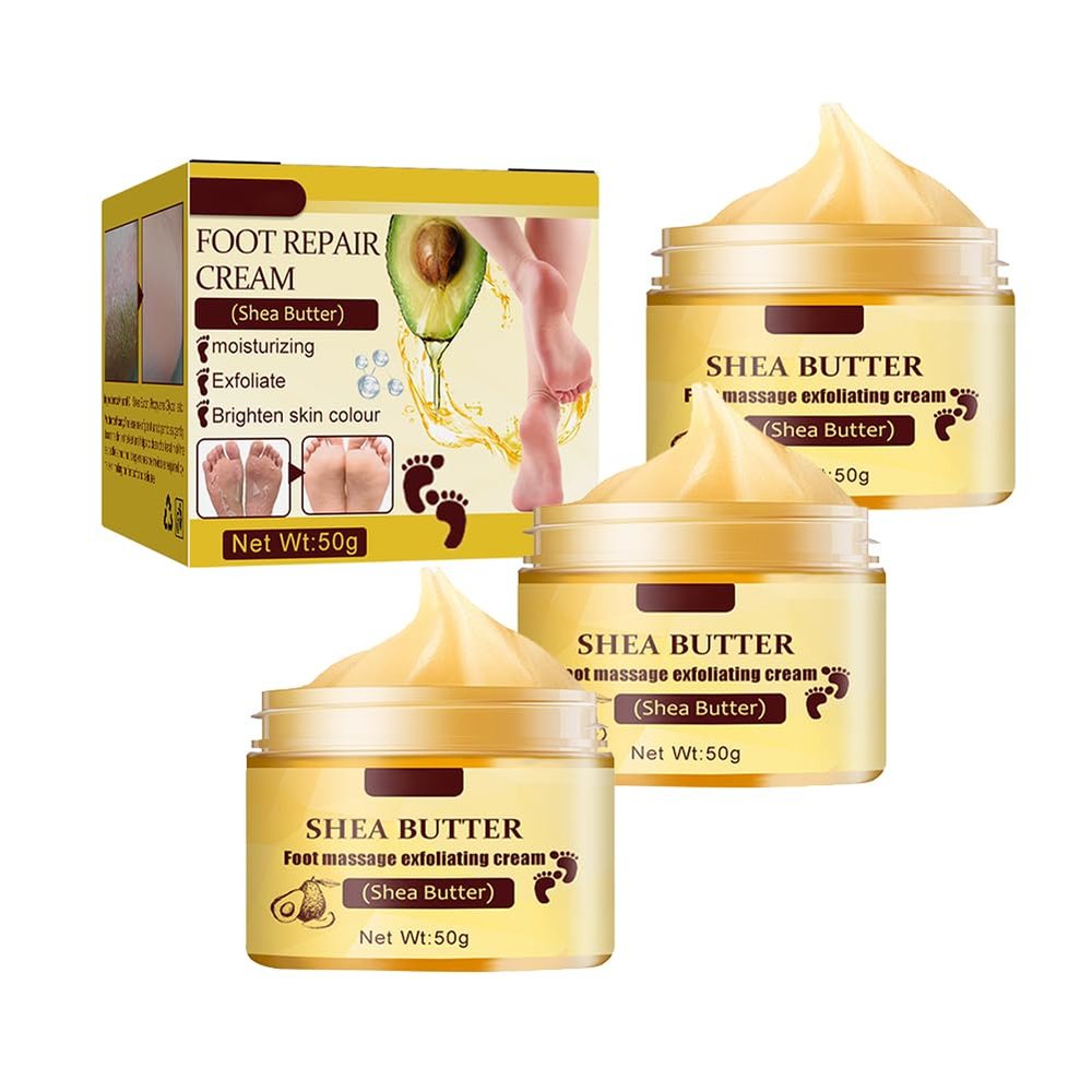 Ingzy Shea Butter Foot Repair Cream, Skin Healing Ointment for Cracked Heels and Dry Feet - Foot Massage Exfoliating Cream with Mineral Oil Ceramide (3 Pack Foot Cream)