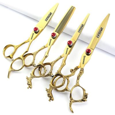 6/7 inch professional hair clipper set with stainless steel sharp scissors, easy to trim, suitable for barbers, hair salons, and more. (6 in+7 in-4pc)
