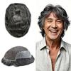 Hair Wonders Toupee For Men Real Human Hair Soft Swiss Lace Hair Piece Replacement System For Mens Toupee Hair System Hairpiece For Men 8x10Medium light density #1B50 1B# OFF BLACK+50% GREY view 1