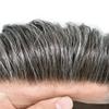 Hair Wonders Toupee For Men Real Human Hair Soft Swiss Lace Hair Piece Replacement System For Mens Toupee Hair System Hairpiece For Men 8x10Medium light density #1B50 1B# OFF BLACK+50% GREY view 3