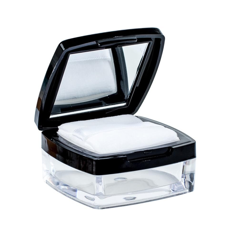 Empty Black Square 10ml Make-up Loose Powder Container Case With Mirror Sifter Lid and Powder Puff Glitter Powder Foundation Cosmetic Box Jar for Home and Travel