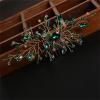 2pcs Green Zircon Hair Comb Hairpin Elegant Bride Bridesmaid Headwear Vintage Hair Pins Hair Sticks Hanfu Handmade Crafts view 2
