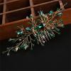 2pcs Green Zircon Hair Comb Hairpin Elegant Bride Bridesmaid Headwear Vintage Hair Pins Hair Sticks Hanfu Handmade Crafts view 3