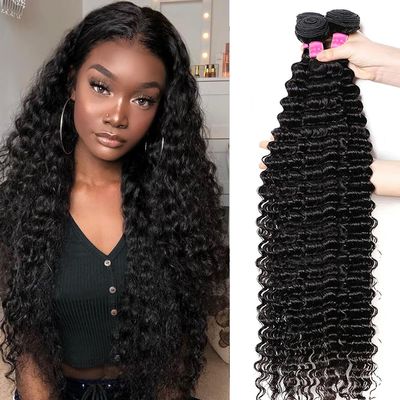 10A Deep Wave Bundles Human Hair 22 24 26 Inch 100% Unprocessed Brazilian Raw Virgin Hair 3 Bundles Natural Black Wavy Bundles Human Hair for Black Women