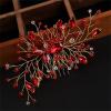 2pcs Red Zircon Hair Comb Hairpin Elegant Bride Bridesmaid Headwear Vintage Hair Pins Hair Sticks Hanfu Handmade Crafts view 2