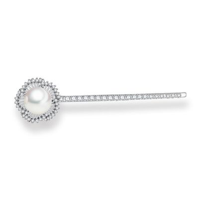 14K Gold Crystal Headpieces, Sparkle Flower Pearl Hairclip for Women, Shine with Stunning Hair Accessories Gift for Her (Style 3,White Gold)