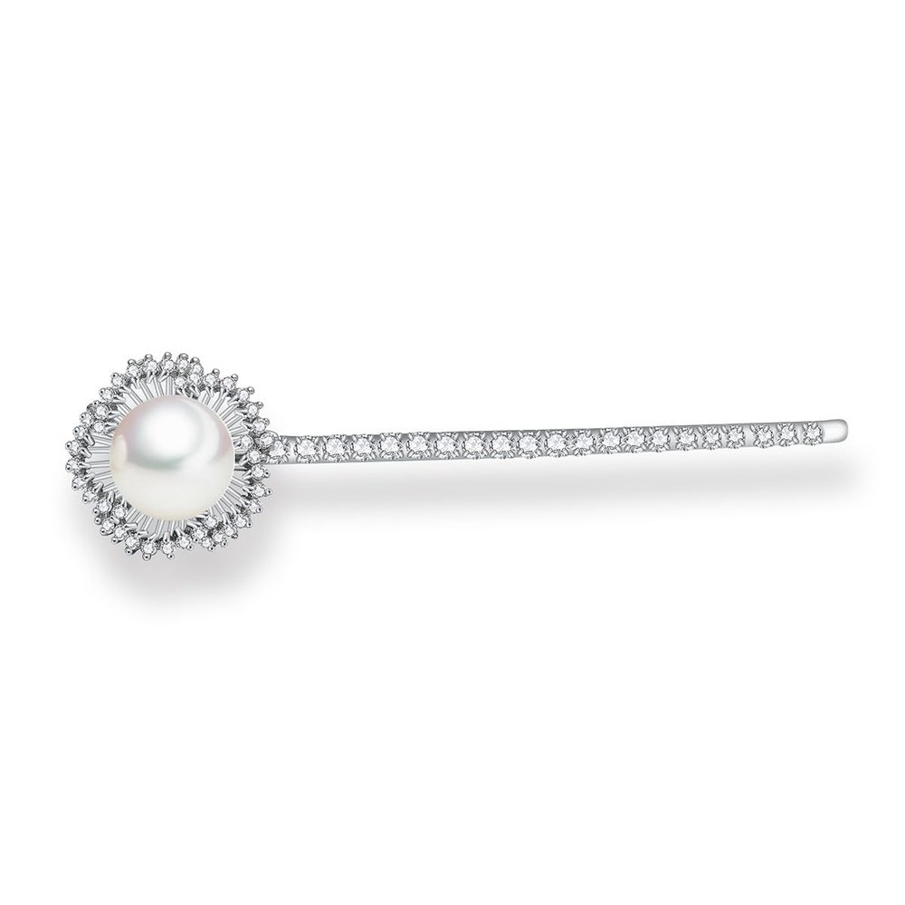 14K Gold Crystal Headpieces, Sparkle Flower Pearl Hairclip for Women, Shine with Stunning Hair Accessories Gift for Her (Style 3,White Gold)