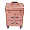 CeRaBuRET Rolling Makeup Case With 3 Layers, Large Cosmetic Trolley with Locks, Make up Bag with dividers, Travel Makeup Rolling Case for Private Homes, Parties (Gold) view 1