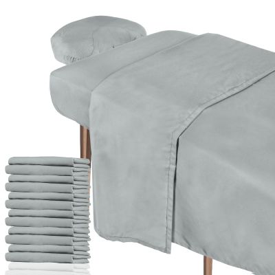 Oudain 6 Set Microfiber Massage Table Sheets Each Set Includes Massage Table Covers, Fitted Sheets, Face Cradle Covers (Light Gray)