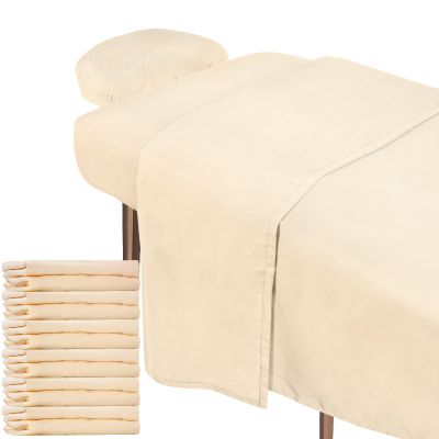 Oudain 6 Set Microfiber Massage Table Sheets Each Set Includes Massage Table Covers, Fitted Sheets, Face Cradle Covers(Natural)