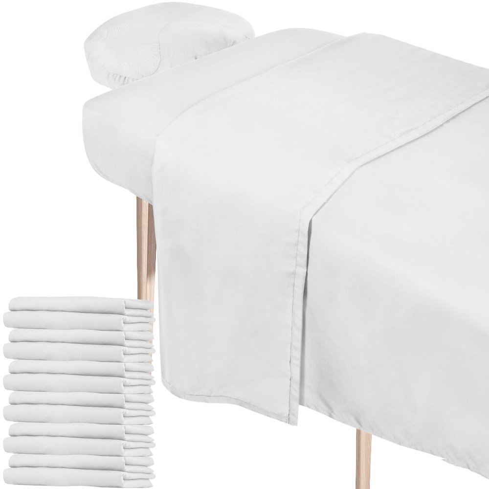 Oudain 6 Set Microfiber Massage Table Sheets Each Set Includes Massage Table Covers, Fitted Sheets, Face Cradle Covers (White)