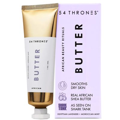 54 Thrones African Beauty Shea Butter, Intensive Dry Skin Support, Moisturizing Body Butter for Women, Moisturizing Body Balm and Cream, Locks in Moisture, Egyptian Lavender + Moroccan Mint, 1.7 oz