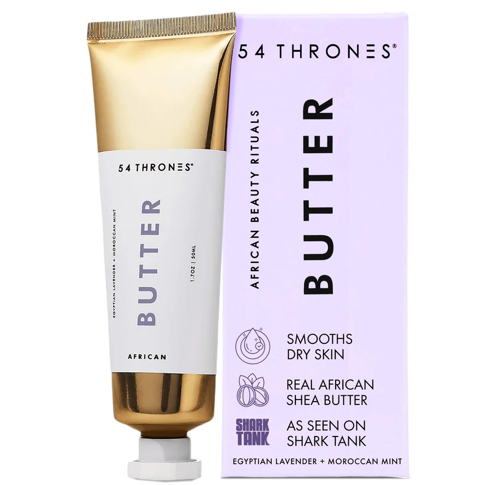 54 Thrones African Beauty Shea Butter, Intensive Dry Skin Support, Moisturizing Body Butter for Women, Moisturizing Body Balm and Cream, Locks in Moisture, Egyptian Lavender + Moroccan Mint, 1.7 oz