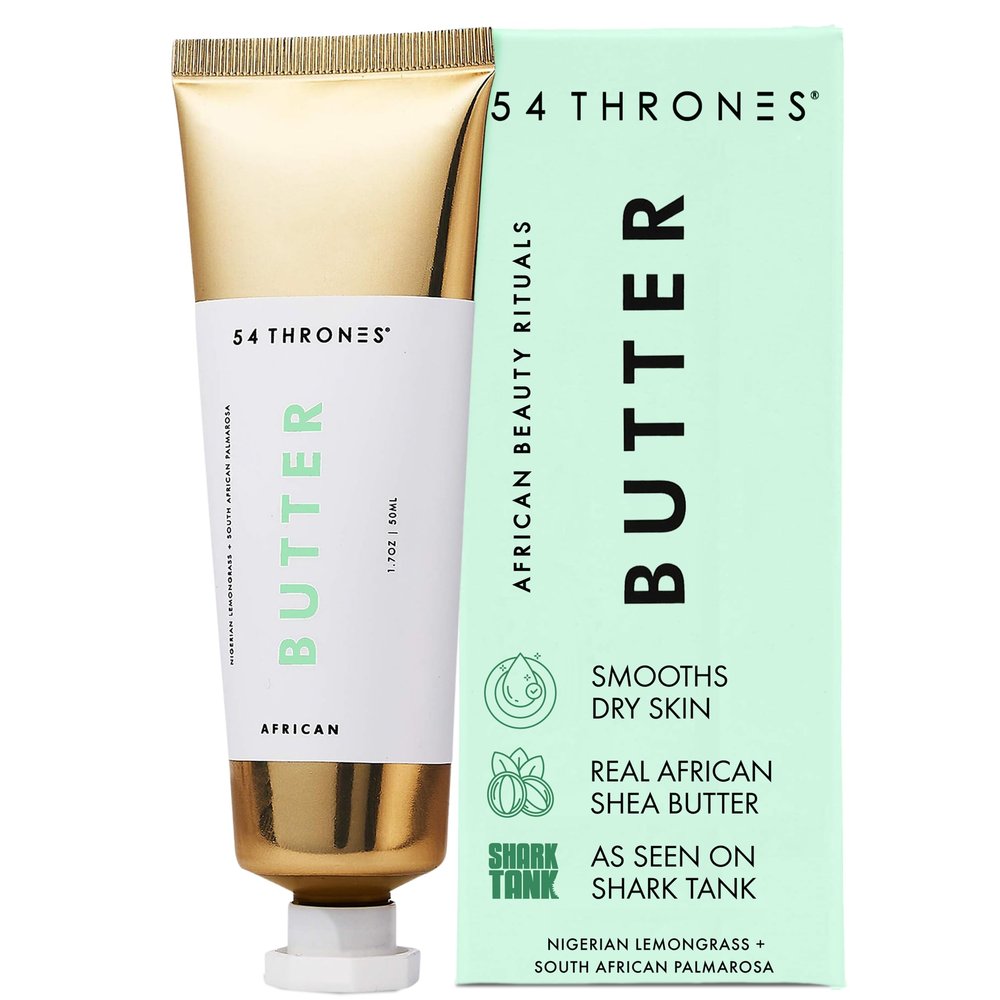 54 Thrones African Beauty Shea Butter, Intensive Dry Skin Support, Moisturizing Body Butter for Women, Moisturizing Body Cream, Locks in Moisture, Nigerian Lemongrass + South African Palmarosa, 1.7 oz