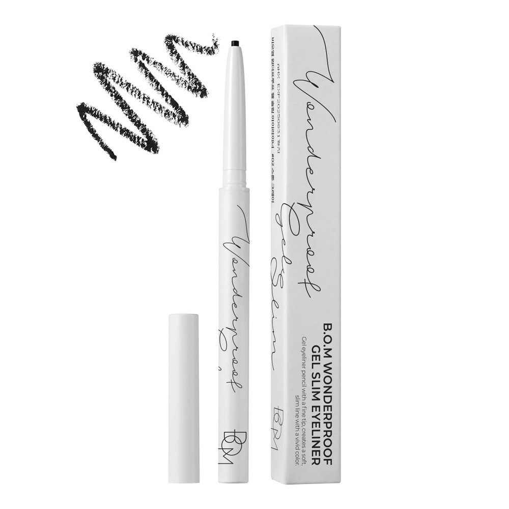 bom Wonderproof Slim Gel Eyeliner Pencil(2mm) Smooth Gliding, Soft Motion, Long Lasting(03 Deep Brown)