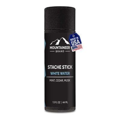 Mountaineer Brand Stache Stick | White Water Scent | Made with Natural Ingredients in West Virginia | Firm & Long Lasting Hold | Mustache Wax | Moustache Shape & Styling | Beard Wax for Men | 1.5oz