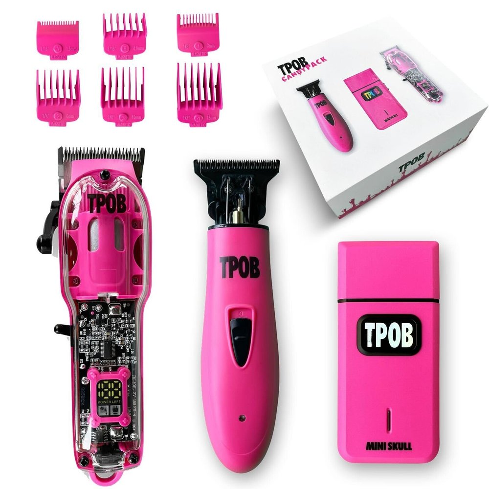 TPOB Slime 2 Candy Pink Clipper Trimmer Shaver Set Barber Hair Clippers in Matte Pink with Taper Blade