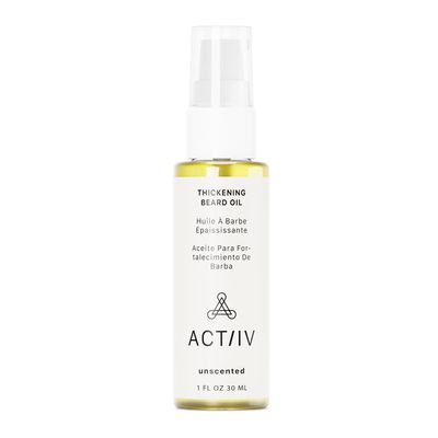 ACTIIV Thickening Beard Oil (Unscented) | Promotes Thicker Fuller Beard Growth, Nourishes & Softens Facial Hair, Lightweight Non-Greasy Formula, Vegan, Plant-Based, All Beard Types, 30 mL / 1 oz