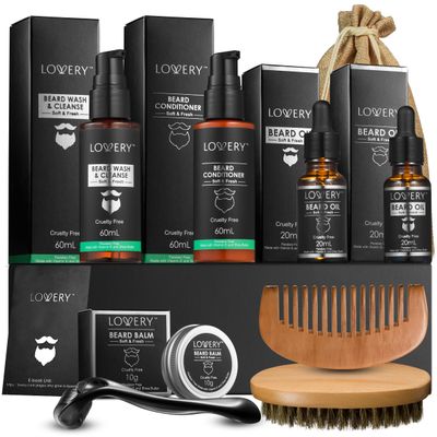 Christmas Gifts for Men Beard Grooming Kit, Gifts for Dad, Holiday Gift Beard Kit Set with Beard Oil, Balm, Wash, Brush, Comb & More, Mens Gifts for Him, Birthday Boyfriend Husband Man