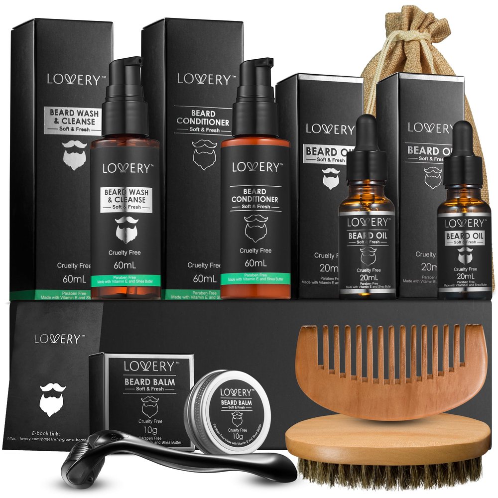 Christmas Gifts for Men Beard Grooming Kit, Gifts for Dad, Holiday Gift Beard Kit Set with Beard Oil, Balm, Wash, Brush, Comb & More, Mens Gifts for Him, Birthday Boyfriend Husband Man