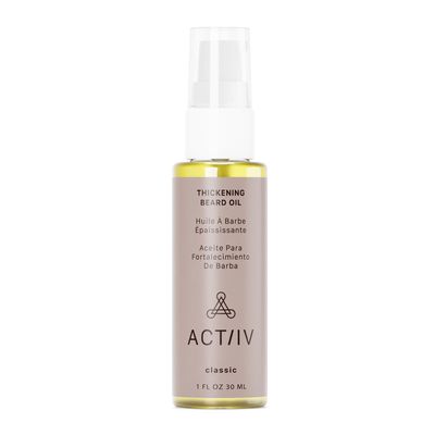ACTIIV Thickening Beard Oil (Classic Scent) | Promotes Thicker Fuller Beard Growth, Nourishes & Softens Facial Hair, Lightweight Non-Greasy Formula, Vegan, Plant-Based, All Beard Types, 30 mL / 1 oz