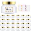 24 Pack 8 Oz Plastic Containers With Lids and Waterproof Label BPA Free - Refillable Transparent Cosmetic Containers for Body Butter,Sugar Scrubs,Cream,Lotions,Candy,Bath Salt (Gold, 8 oz) view 1