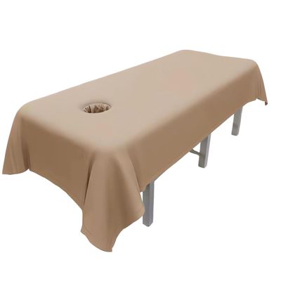 MWNAGO Massage Table Sheets,Massage Table Cover,Massage Linens, Massage Fitted Sheet, Massage Face Rest Cover with Hole, Sutiable for Beauty,Spa 55 * 95 in (Khaki with Hole)