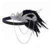 1920s Flapper Gatsby Headband Roaring 20s Party Headpieces for Women Feather Hair Harlem Nights Accessories Silver view 1
